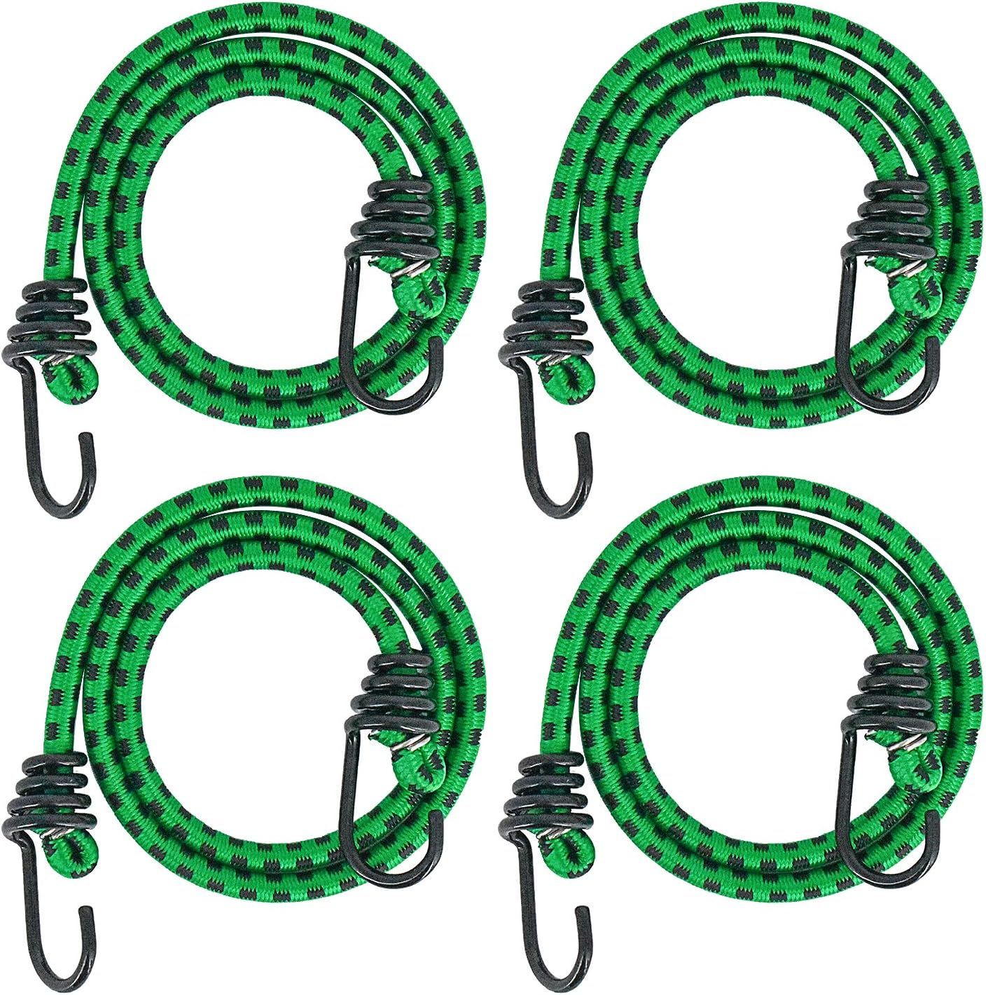 RIO Direct 18 Inch Bungee Cord with Hook, 4 Pack Heavy Duty Bungee Ropes Straps for Outdoor, Luggage Rack, Camping, Tents, Cargo: Automotive