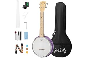 Mulucky 4 String Banjolele, Banjo Ukulele Concert Size 23 inch, Beginner Kit with Truss Rod Gig Bag Tuner String Strap Picks (Purple)