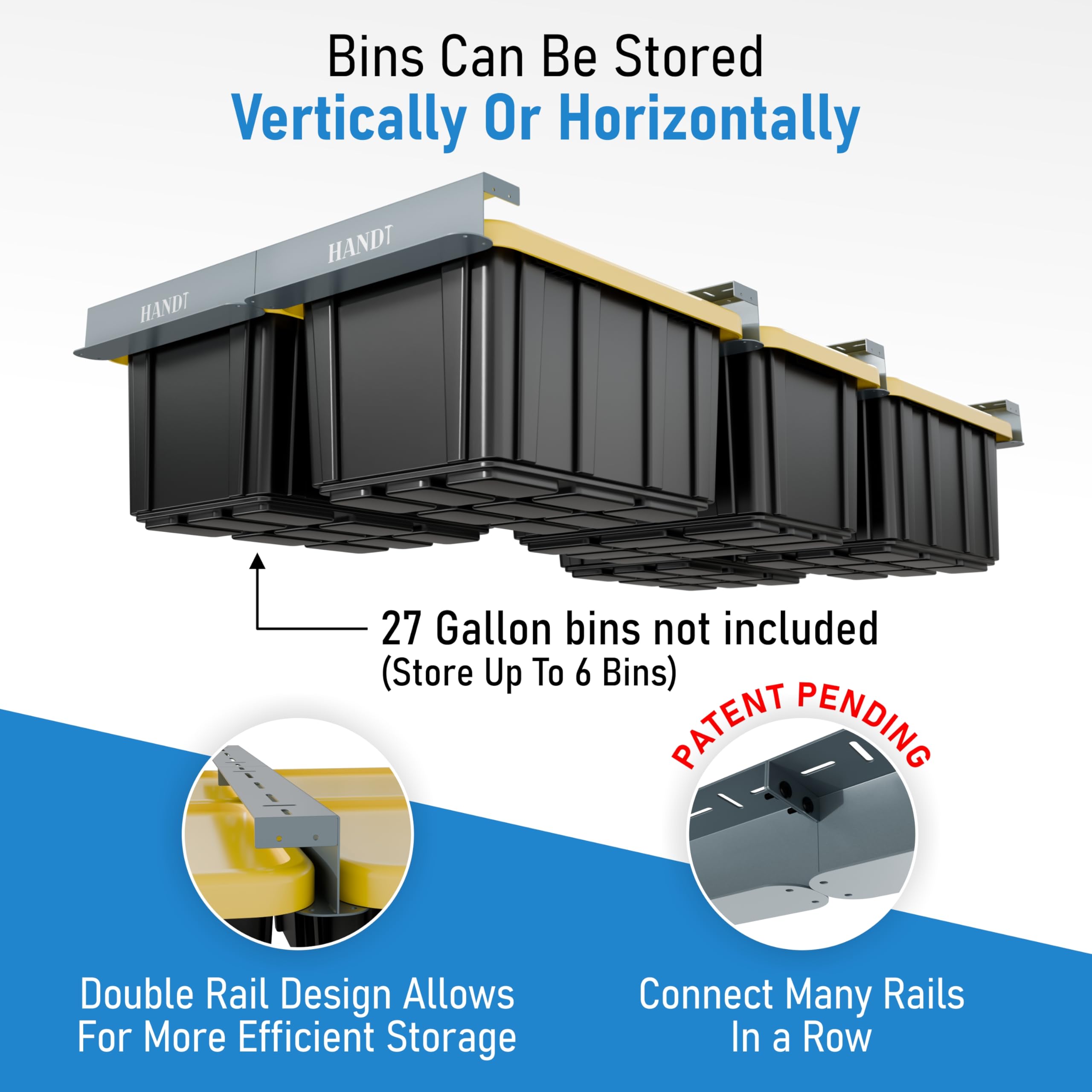 Condition photo showing New/Like New for usa based overhead garage storage rack, connectable heavy duty metal ceiling rails garage storage or