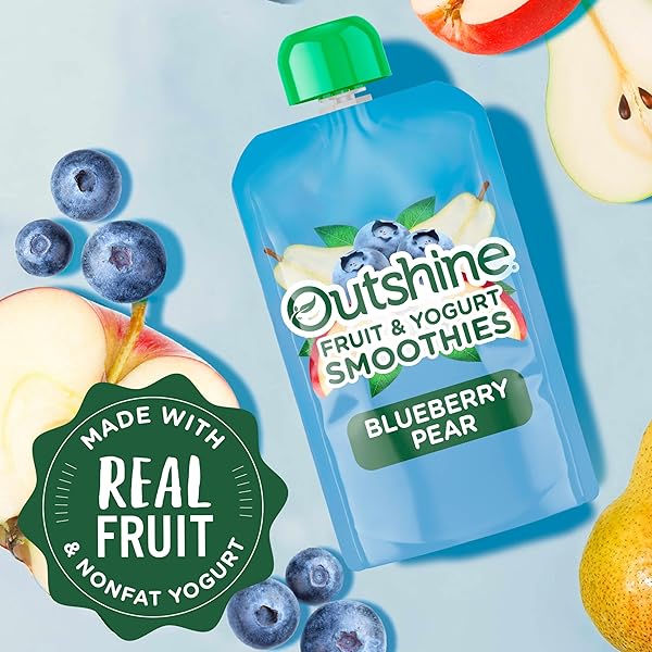 OUTSHINE FRUIT & YOGURT SMOOTHIE BLUEBERRY PEAR, SMOOTHIE POUCH, YOGURT POUCH, 4PK 3.5 OZ