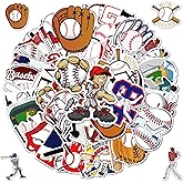50Pcs Baseball Stickers Sports Theme Stickers,Water Bottle Stickers for Kids Boys Teens,Vinyl Stickers Bulk for Hydroflask Skateboard Laptop