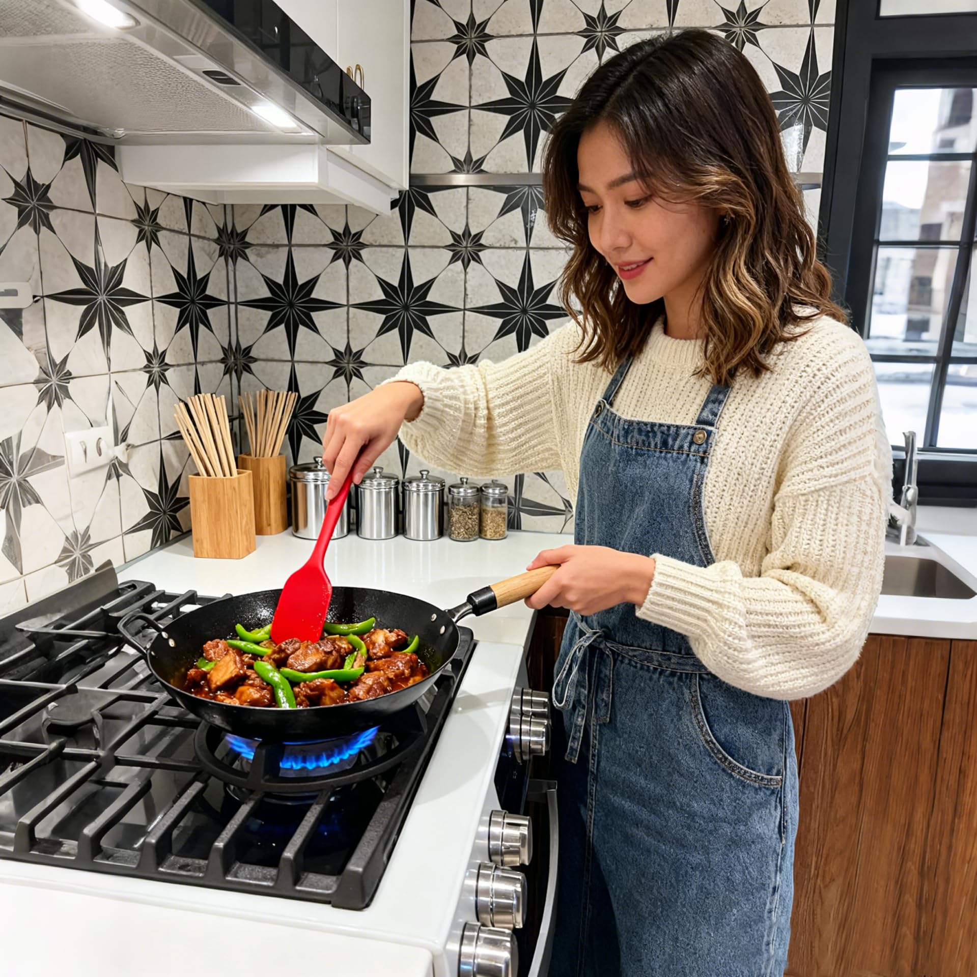 MCAMPAS Cast Iron Wok Ring - Non Slip Burner Ring Support for Round Bottom Wok, Fits Samsung, GE, Kitchenaid, LG, Whirlpool, Frigidaire, Kenmore Gas Stoves