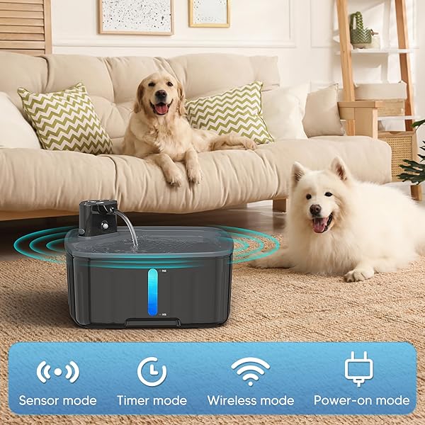 KENIDA DOG WATER FOUNTAIN WIRELESS,2.1GAL/8L LARGE DOG WATER FOUNTAIN BATTERY OPERATED, DOG FOUNTAIN WATER BOWL WITH SENSOR,WIRELESS SMART PUMP,TIMER,BPA-FREE,IDEAL FOR LARGE DOGS,MULTI-PET HOME