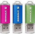 SIMMAX Memory Stick 64GB 3 Pack 64GB USB 2.0 Flash Drives Thumb Drive Pen Drive (64GB Pink Blue Green)