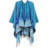 Urban CoCo Women's Retro Style Vintage Pattern Tassel Poncho Shawl Cape Wraps For Women