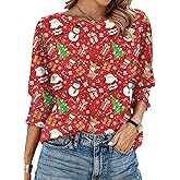 IECCP 3/4 Length Sleeve Womens Tops Summer 2026 Fashion Trendy Boat Crew Neck Smocked Work Dressy Casual T Shirt Blouses