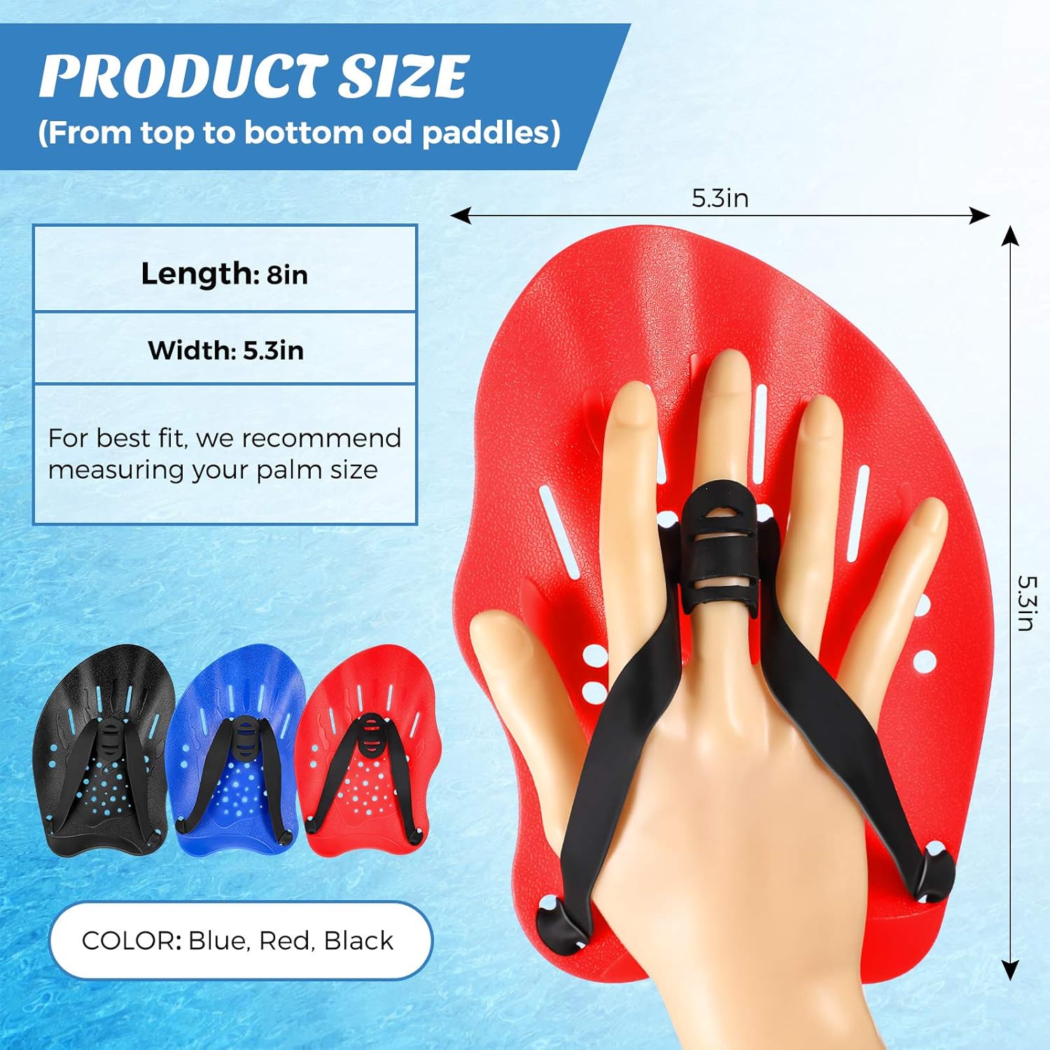 Skylety 3 Pairs Swim Paddles Hand, Swim Training Paddles Adjustable Diving Training Hand Fin Flippers Flat Paddles Swimming Training Aid for Men Women Children : Sports & Outdoors