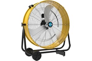 Tornado 24" High Velocity Drum Fan - Heavy Duty Metal Fan for Commercial & Industrial Use, 7700 CFM, 3 Speeds, 1/3 HP, 8 FT Cord, ETL Safety Listed