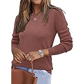Arach&Cloz Women's Wool Blend Classic Crew Neck Casual Fall Sweaters