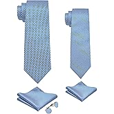 DiBanGu Silk Father and Son Tie 2PCS Set for Mens and Boys Necktie & Pocket Square Cufflinks Adult and Kids Necktie