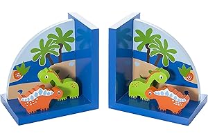 MOUSEHOUSE GIFTS Kids Dinosaur Themed Bookends for Boys Nursery or Bedroom