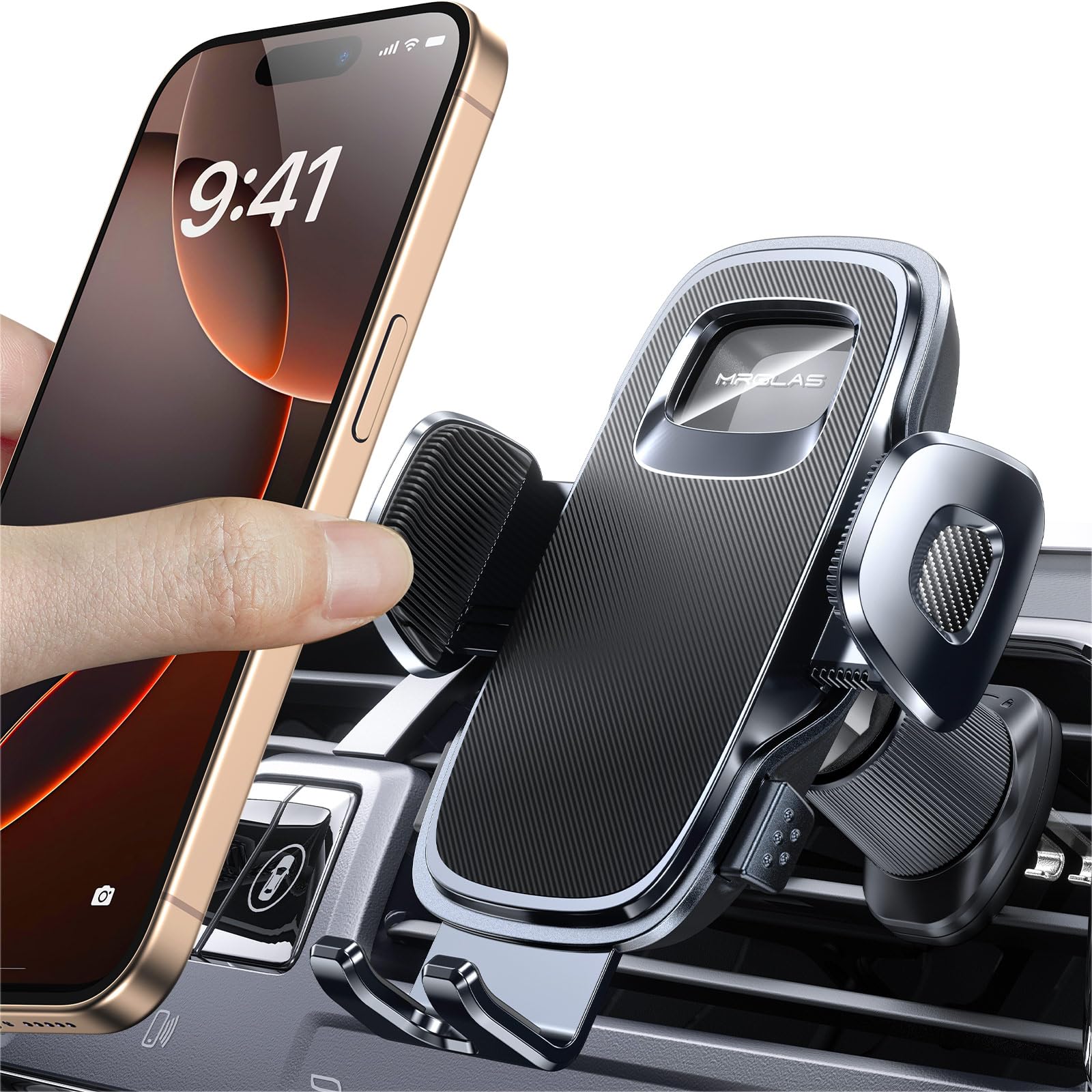 MRGLAS 2026 Upgraded Phone Holders for Your Car with New Metal Hook Clip, Handy Air Vent Cell Phone Car Mount [One Hand Operation], Universal Automobile Cradle for iPhone Android and All Smartphones