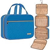 WELIDAY Travel Toiletry Bag for Women & Men Water Resistant Makeup Bag with Hanging Hook Portable Travel Organizer for Travel Accessories, Travel-Sized Shampoo, Toiletries (Large-Blue)