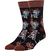ooohyeah Men’s Funny Novelty Dog Crew Socks, Crazy Fun Saying Silly Cotton Dress Socks Gift, Yee Howl