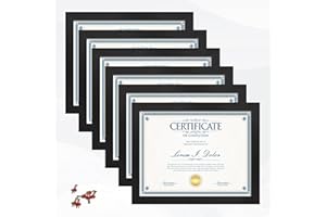 Flocey 8.5x11 Picture Frame set of 6, Multi Certificate 8.5 by 11 Picture Frames Bulk, Document Diploma Award Frame for Wall Hanging or Tabletop Display, Black