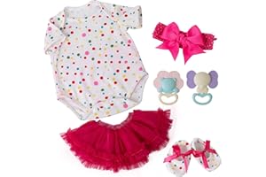EKOKIZ Reborn Baby Dolls Clothes Girl Baby Clothes 17-22 Inches Girl Doll Clothes Outfit Accessories Set for Lifelike Reborn Baby Dolls Girl