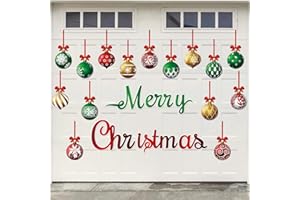 FUNNYPARS 36 Pcs Christmas Garage Door Magnets Decorations, Xmas Ball Garage Door Decorations, Merry Christmas Magnets Stickers for Refrigerator Fridge Kitchen Car Indoor Outdoor Decorations, Red Green Gold