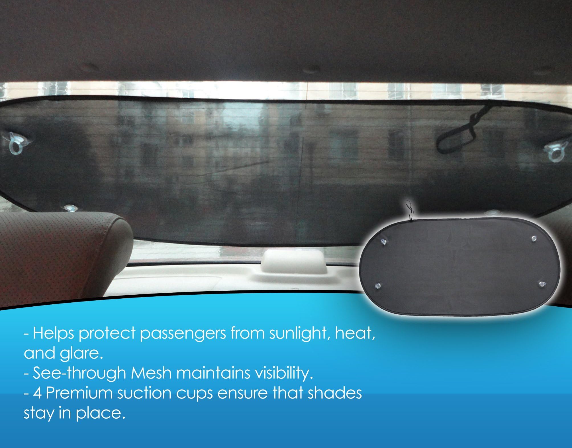 Kogno Premium Rear Window Sun Shade Sun Protection, Glare Reduction Suction Cups Stay on Twice as Thick as Other Back Car Sun Shades
