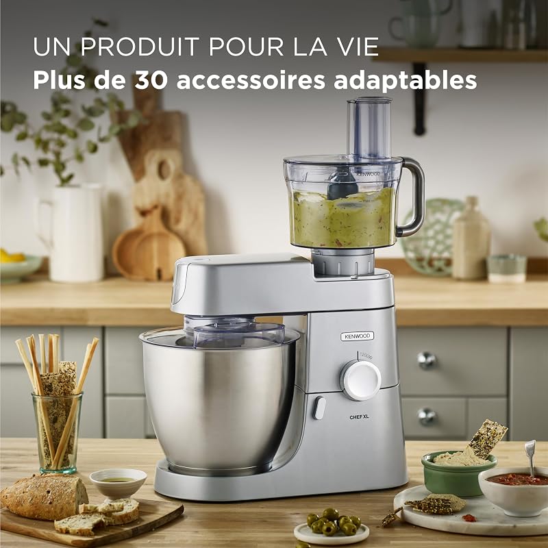 Chef XL - Robot Pâtissier 1200W 6,7L Bol en Acier Inoxydable Argent
