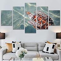 SIGNWIN 5 Panel Canvas Wall Art Modern Art Multicolor Nautical Photography Relax/Calm Reptiles Turtle for Home Decorations Ready to Hang - 60
