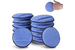 WORKPRO 12-Pack Car Wax Applicator Pads with Finger Pocket, Microfiber Soft Foam Polishing Pads for Car Detailing & Cleaning, Lint-Free, High Resilience