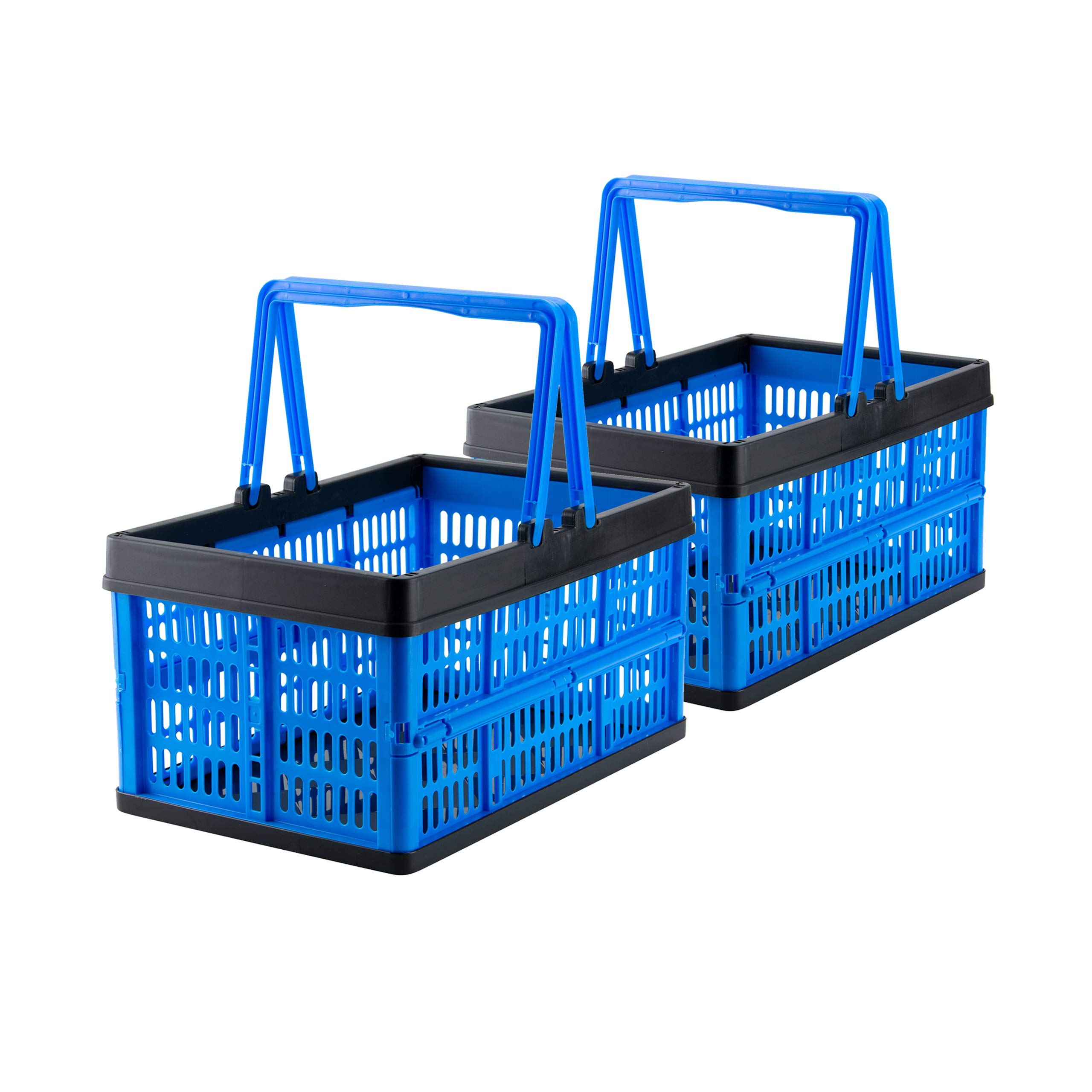 Grizzly 2 x Collapsible Crates with handles - 16 L - Foldable storage boxes - Stackable - Blue