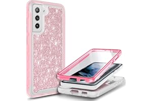 NZND Designed for Samsung Galaxy S21 FE 5G Case with [Built-in Screen Protector], Full-Body Protective Shockproof Rugged Bumper Cover, Impact Resist Phone Case (Rose Gold)