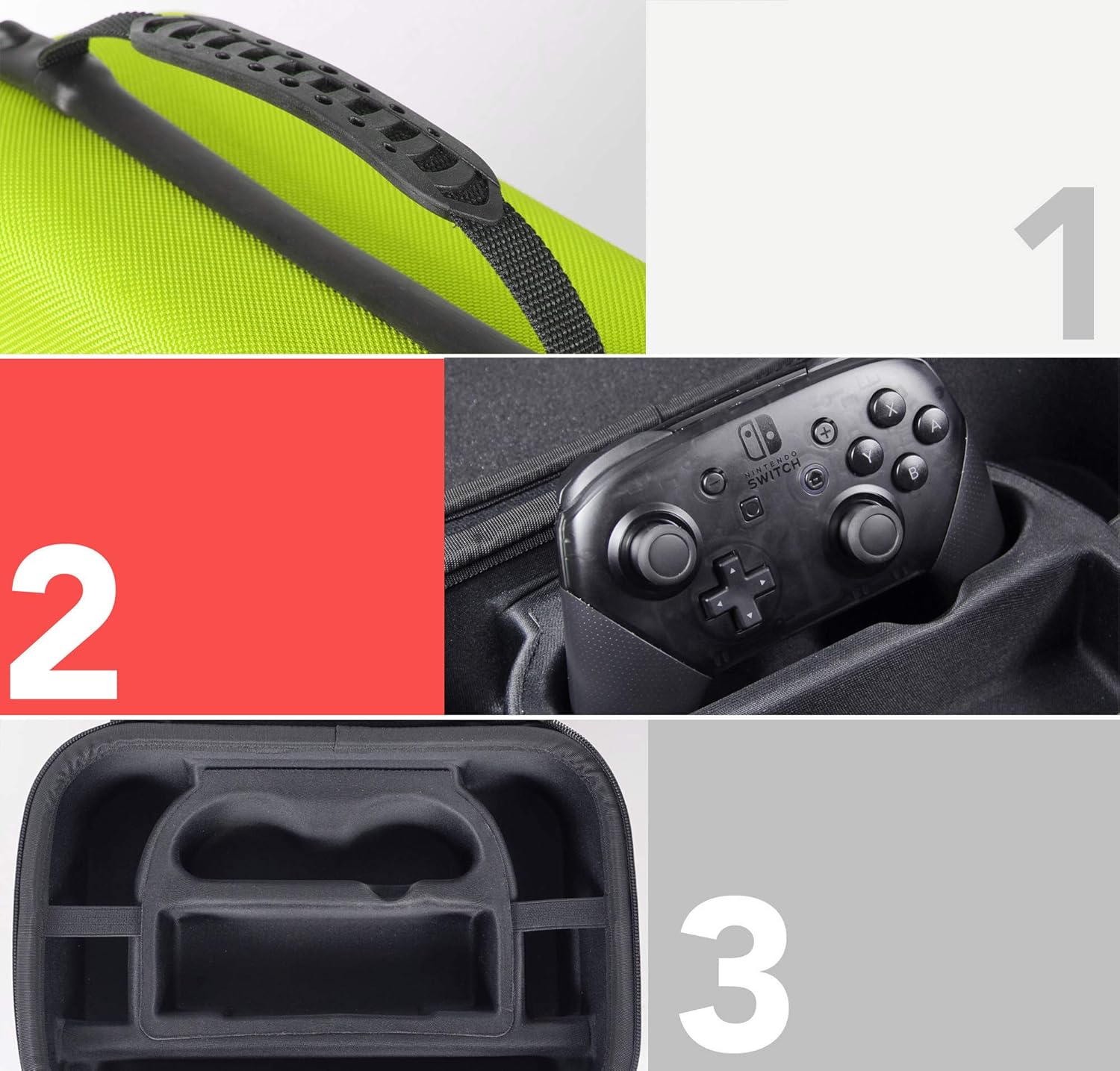 Basics Hard Shell Travel and Storage Case for Nintendo Switch - 12 x 4.8 x 9 Inches, Neon Yellow: Video Games