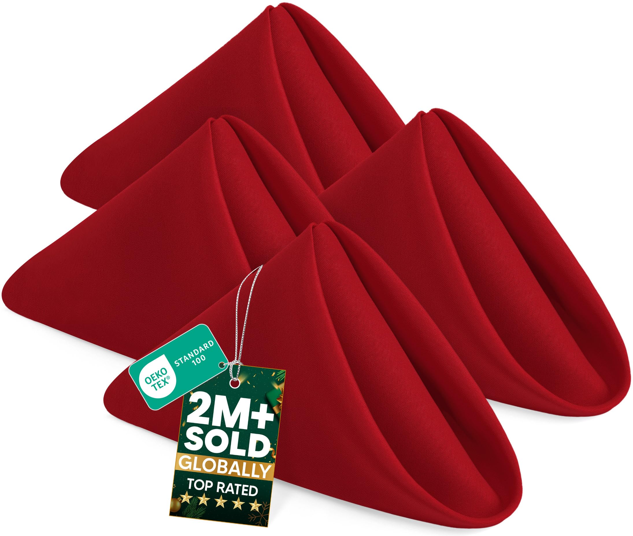 KICHLY Cloth Napkins [24 Pack, Red] 43x43cm, 100% Polyester Dinner Napkins with Hemmed Edges, Washable, Best for Parties, Weddings and Dinners