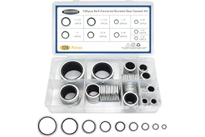 BUSY-CORNER 126 Pieces Bonded Seal Dowty Washer, Automotive Self-Centred Dowty Seal Gasket Assortment, 9 SAE Sizes, from 1/8" to 1-1/2"