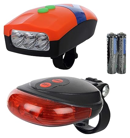 Dark Horse Bicycle 3 LED 3 Mode Front Light & Horn & 2 Laser Beams Tail Light Combo