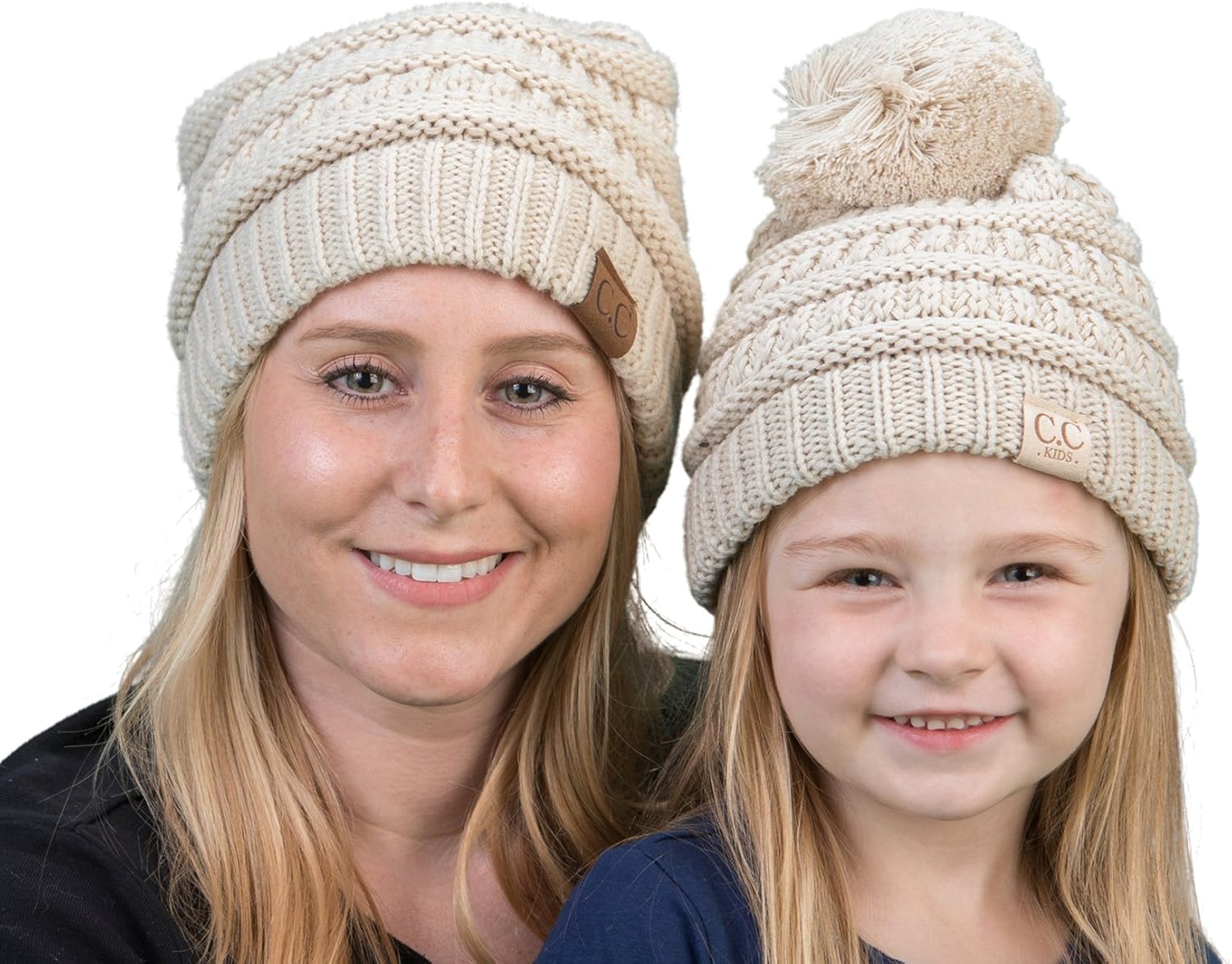 mom and daughter matching winter hats