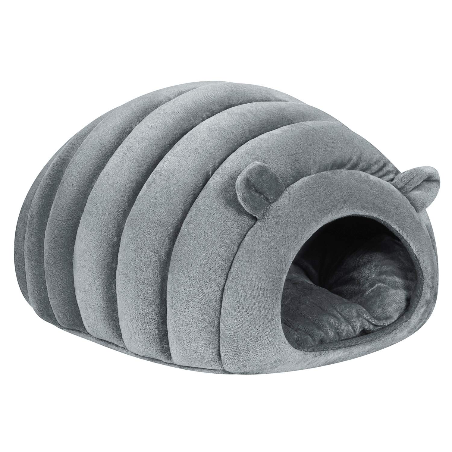 Soft Indoor Pet Bed Sofa 2 in 1 Pet Nest Portable Cat Puppy Sleeping Bag Bed Carpets Foldable Dog Cave Half Covered Slipper Shape Bed Cave House Thermal Warmer Winter Cozy Bed Hut (Light Grey)