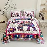 Tuzaovy Mandala Elephant Quilt Bedding Set Queen Size for Kid Teen Room Decor,Bohemian Vintage Bedspread Sets Bedding Queen Size,Bohemian Elephant Bed Cover for Boys and Girls Bedroom Decor