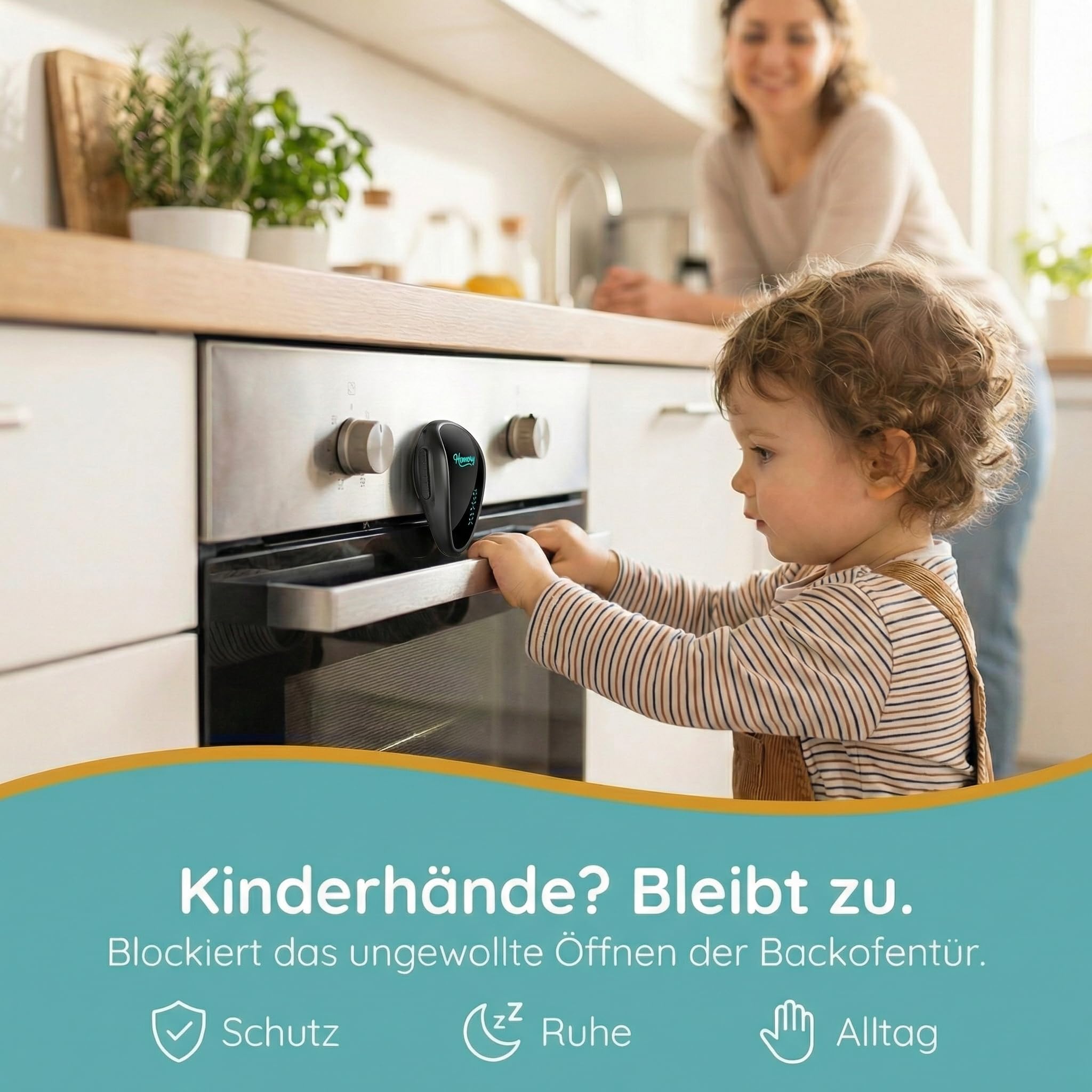 Backofen Kindersicherung [2 Stück] Ofen Kindersicherung Herd, hitzebeständige Backofentür Sicherung zum Kleben – Backofen Sicherung Baby, Herdschutz Kinder, rückstandslos entfernen 5