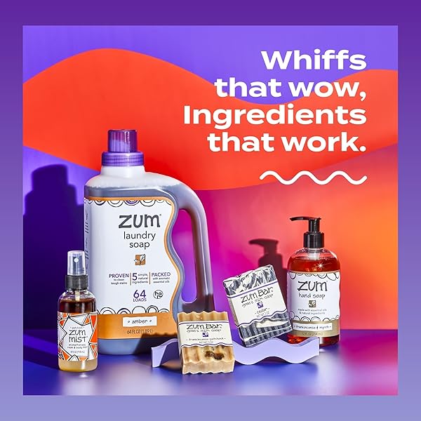 INDIGO WILD ZUM CLEAN LAUNDRY SOAP – PLANT-BASED LIQUID LAUNDRY SOAP – CONTAINS BAKING SODA, ESSENTIAL OILS & SAPONIFIED COCONUT OIL – AMBER – 64 FL OZ (2 PACK)