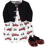 Hudson Baby baby-girls Cotton Dress, Cardigan and Shoe Set