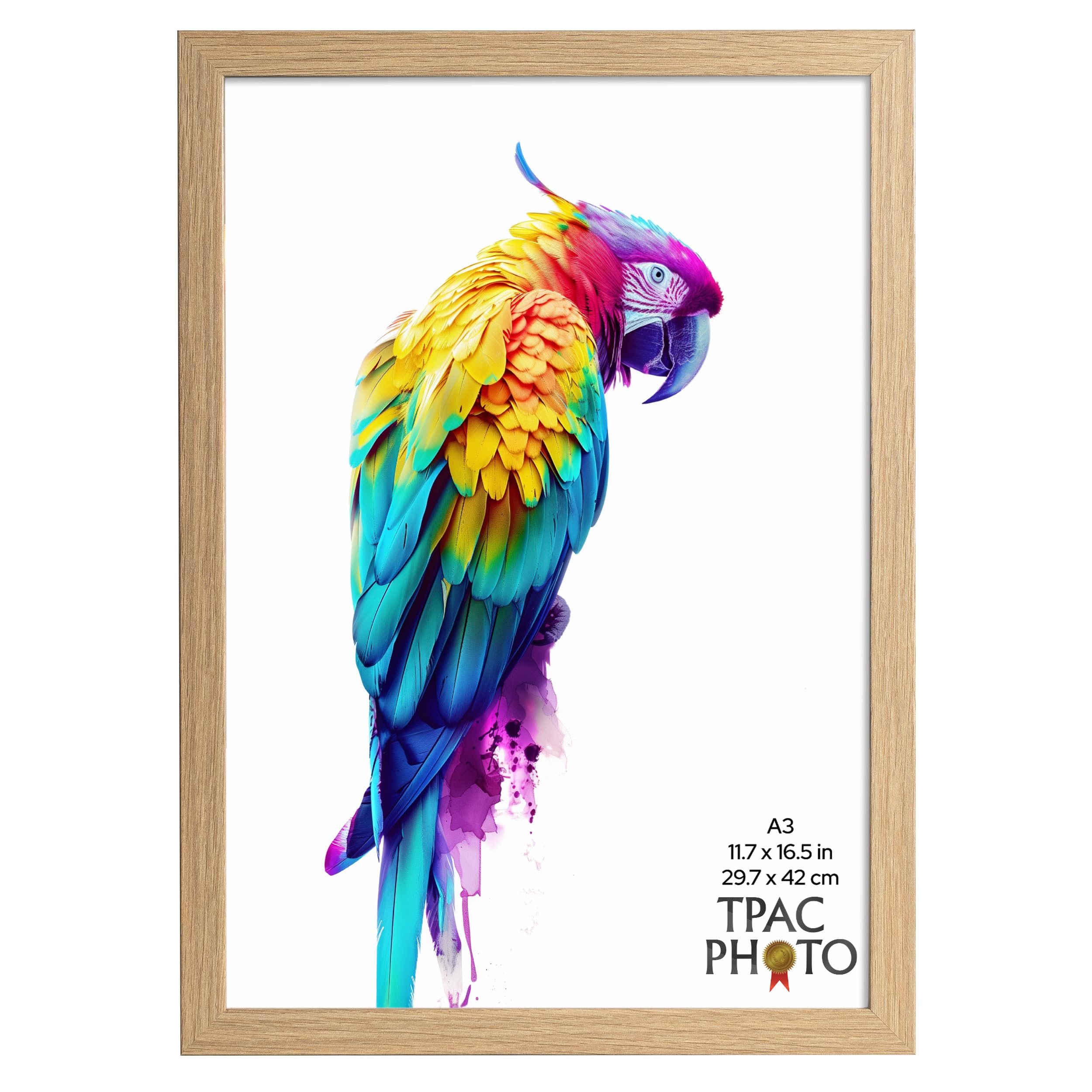 The Photo Album Co LISBON A3 (29.7x42cm) Oak Poster Frame Acrylic (Non-Glass) Front Pack of 1