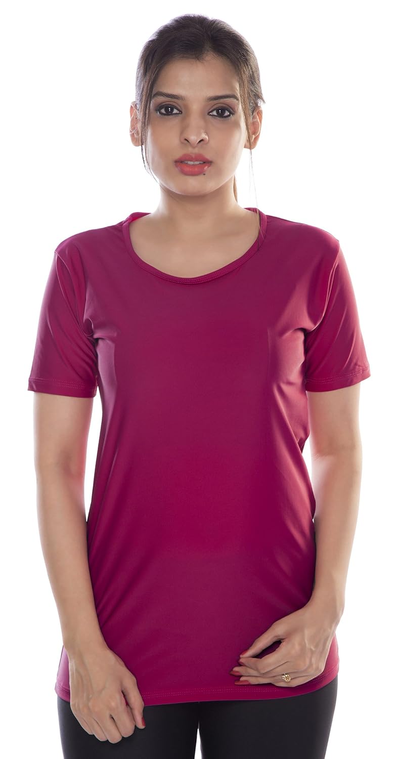 carrel women's nylon lycra fabric swimwear t-shirt (agspl-3545)