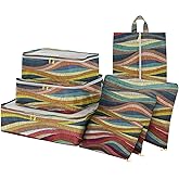 BHAHB 7 Set Packing Cubes Travel Luggage Organizers for Suitcase Travel Accessories with Shoe Bag for Girls Women Aesthetic Cute Boho Bohemian-Colorful