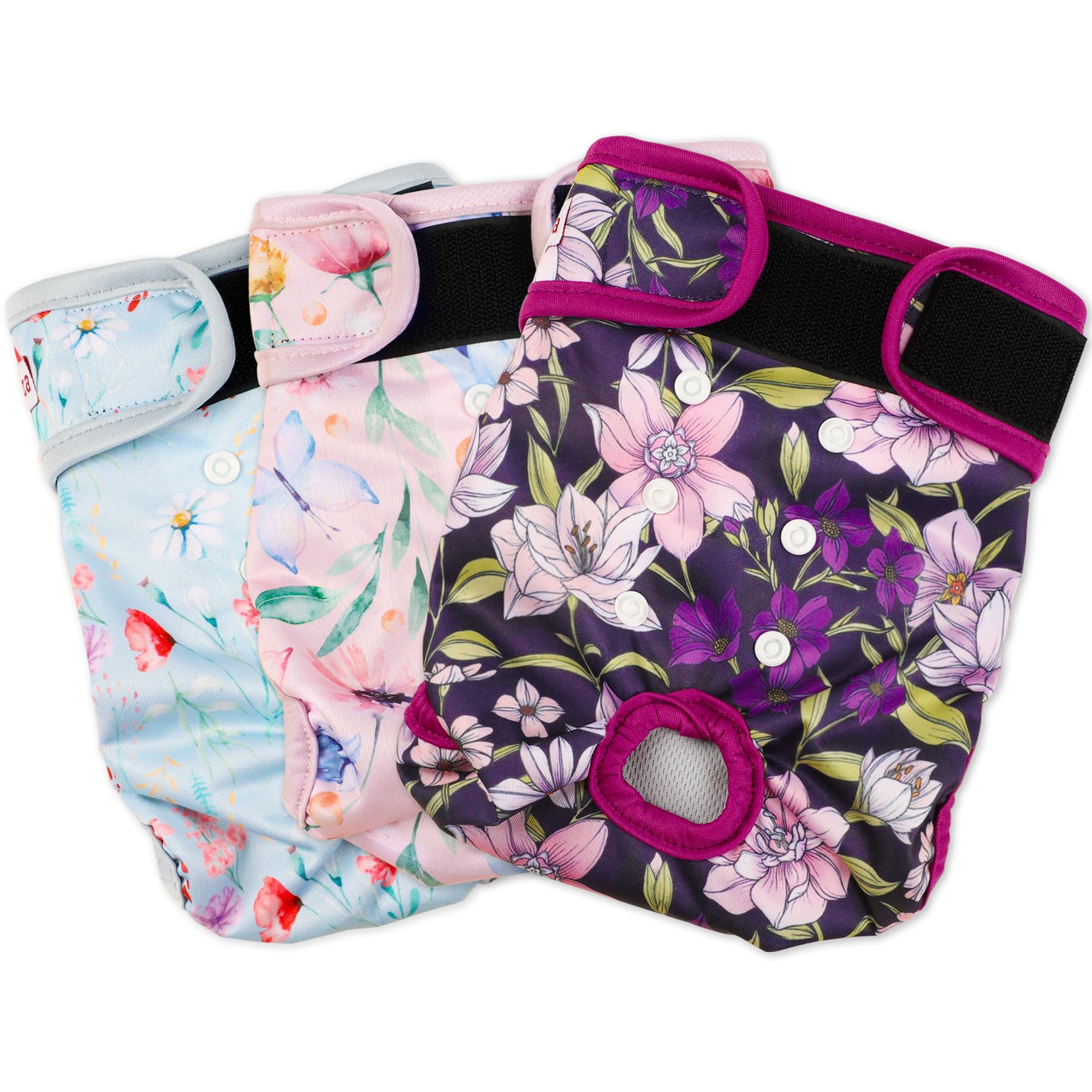 Photo 1 of Fuz Bigaza Washable Dog Diapers (3 Pack), Reusable Dog Diapers for Doggie Heat Period, Reusable Doggie Diaper for Female Dogs (Small)
