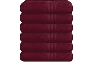 BOUTIQUO Ultra Soft Cotton 6 -Piece Hand Towel Set 16x24 Inch, Ideal for use in Bathroom, Kitchen, Gym, Spa & General Cleaning, Compact & Lightweight Multi Purpose Hand Towels - Burgundy