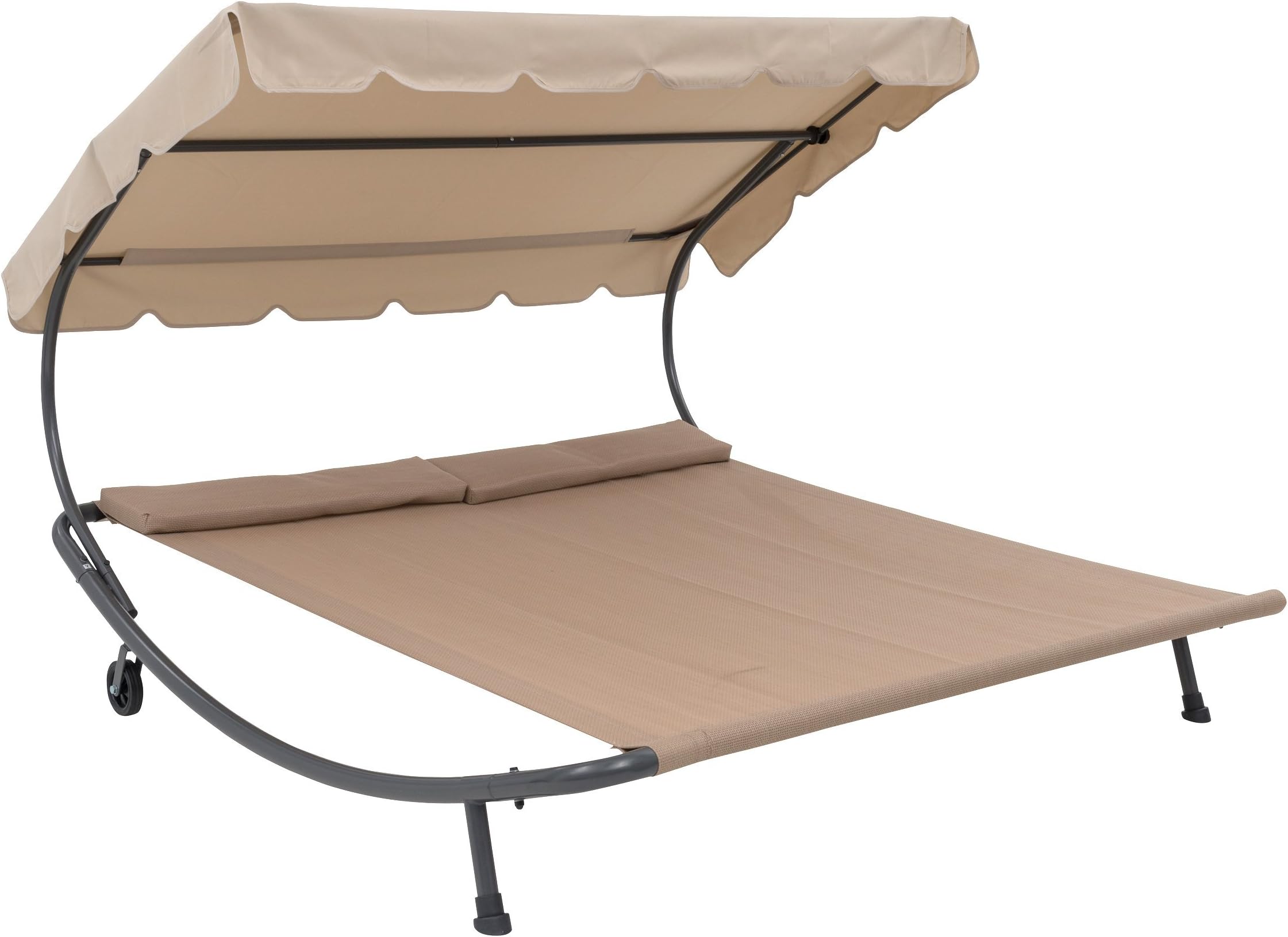 TrueShade Plus Hammock Standing Double Hammock with Adjustable Angle Top, Wheels and Padded Headrest (6'5" x 6'5")