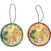 Hanna's Handiworks Ramen Noodles Soup Bowl Hanging Ornament - Resin 3D Figure with Miniature Details - Perfect for Christmas Tree, Mantel, Apartment, Office, or Auto Decor - 1 Ornament, Red or Blue