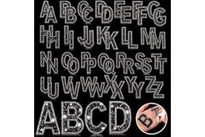 Yinder Glitter Resin Rhinestone Alphabet Letter Stickers Crystal Rhinestone Iron on Letter Self Adhesive A-Z Glitter Stickers for Art Clothing DIY Works(Black, 52 Pieces)