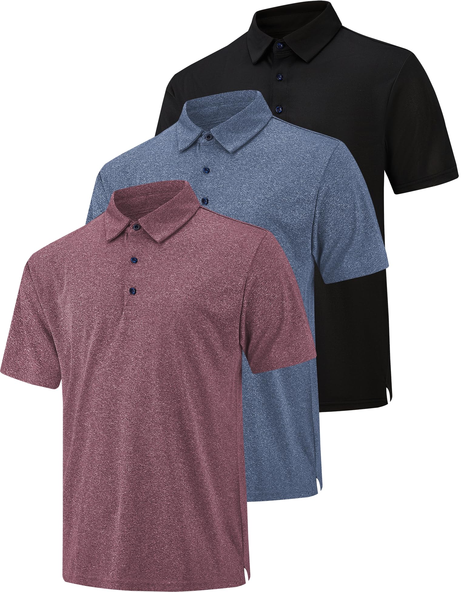 Photo 1 of (XL) (BAGGED) (2 OF 3) 3 Pack Polo Shirts for Men Dry Fit Performance Short Sleeve Golf Polo Shirts (as1, Alpha, l, Regular, Regular, A04)
