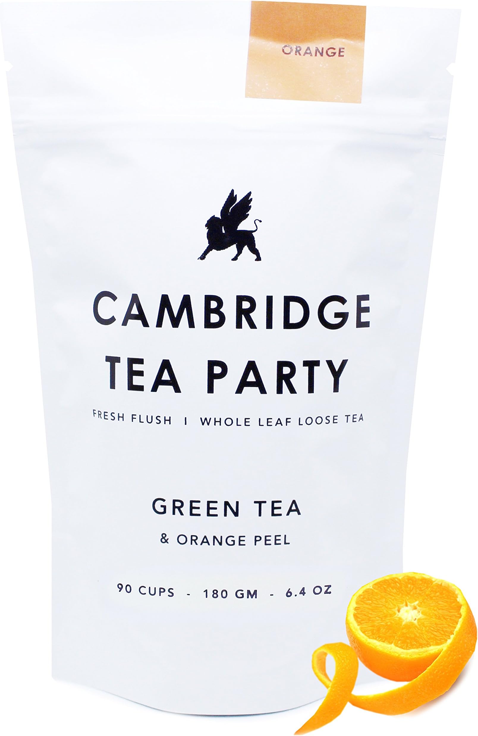 Orange Peel Green Tea - Whole Leaf Loose Tea - 180g / 6.4oz / 90 servings - Premium Green Tea By Cambridge Tea Party
