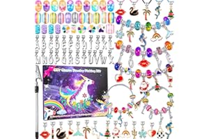 ZYEHXED 150 Pcs Charm Bracelet Making Kit, Jewelry Making Kit for Girls 5-12, Unicorn Mermaid Letter Pendant DIY Arts and Crafts Birthday Christmas Stockin Gift Set for Girls Ages 5 6 7 8 9 10 11 12