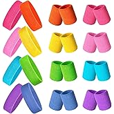 24 Pieces 80s Neon Sweatbands Set, Include 8 Sports Headbands and 16 Sweat Wristbands Elastic Athletic Tennis Sweat Bands Bulk for Man Woman