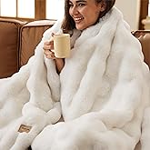 Bedsure GentleSoft Fluffy Faux Fur Throw Blanket for Couch, Soft Fuzzy Fleece Blankets & Throws, Cream Bed Decor Cozy Gifts for Women Teen Girls, Minky Thick Warm Plush Gifts for Birthday, Valentines